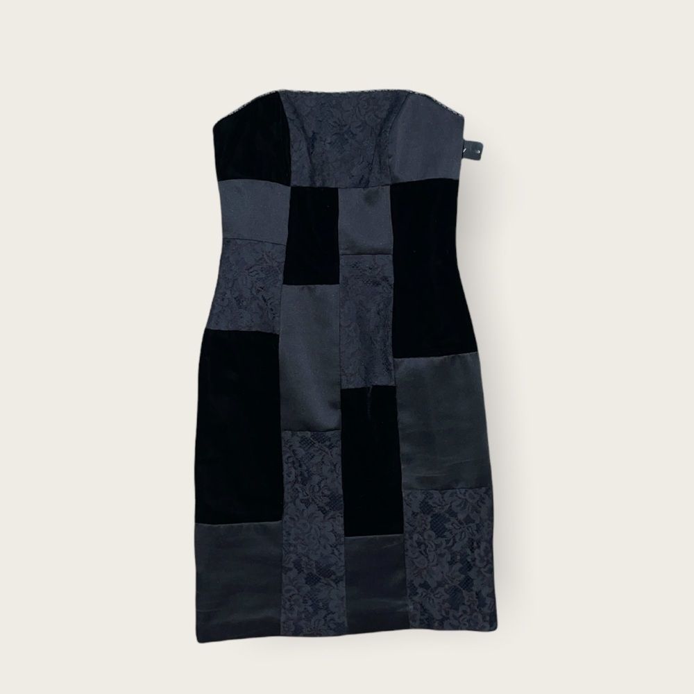 NWT A.B.S. Evening by Allen Schwartz strapless black lace velvet dress size 2 - Picture 4 of 9